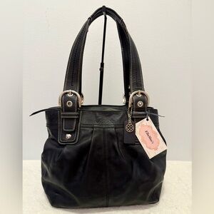 Coach Vintage SoHo Pleated Black Smooth Leather Handbag EUC